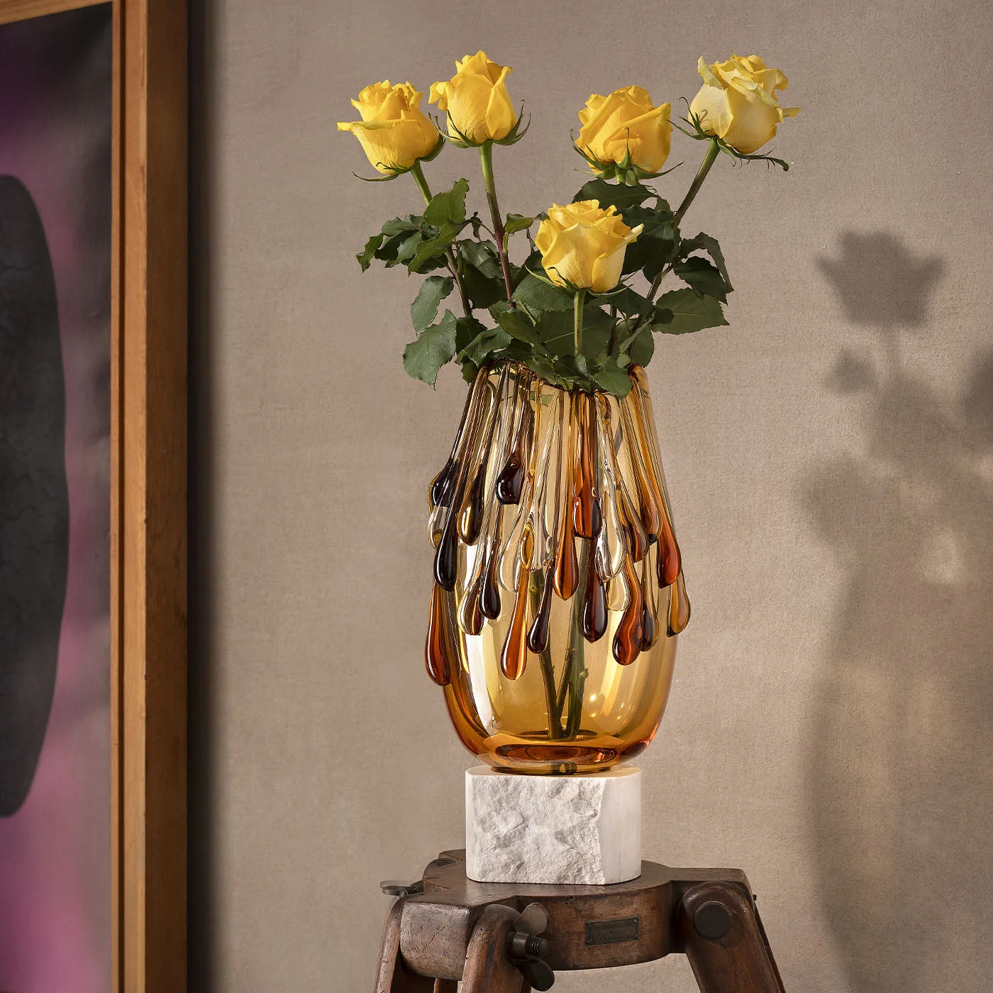 Golden Lagoon Tears Murano Glass Vase