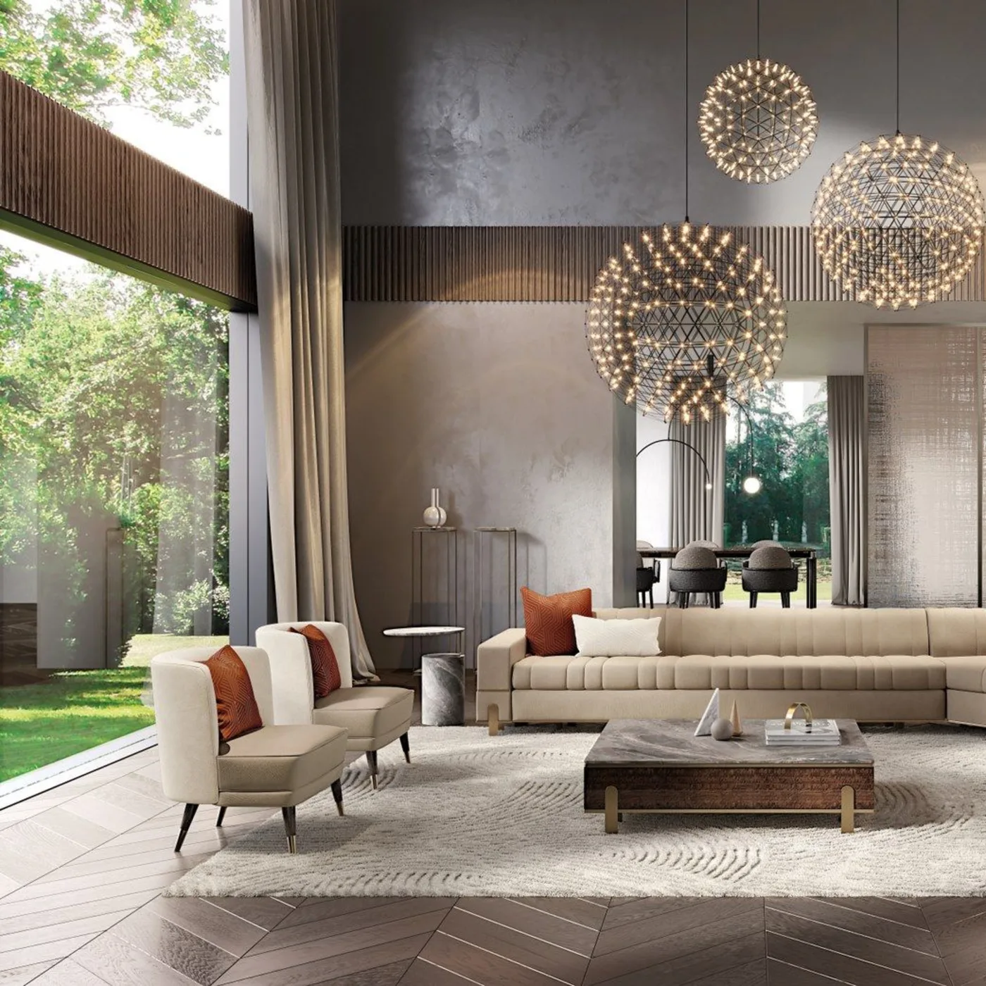 Grand Q Low Wooden and Marble Coffee Table