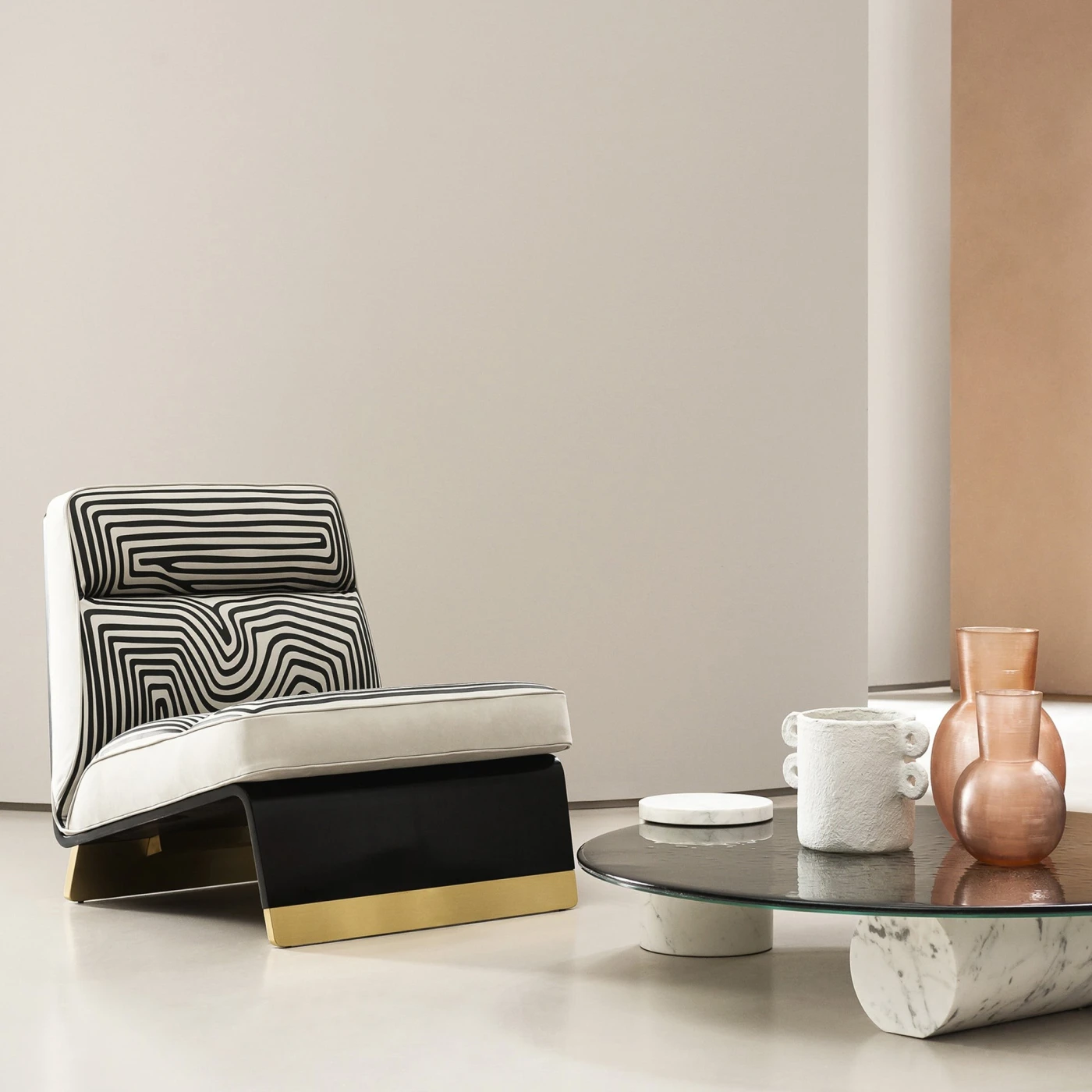 Greta SE Printed Leather Lounge Chair By Draga & Aurel