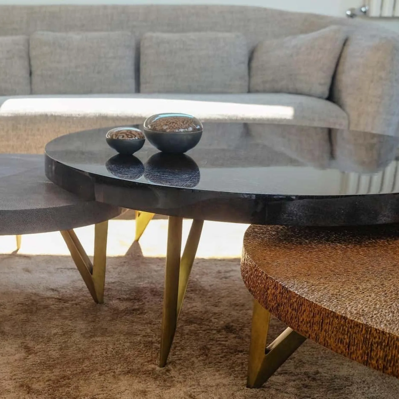Grey Set of 3 Round Coffee Tables