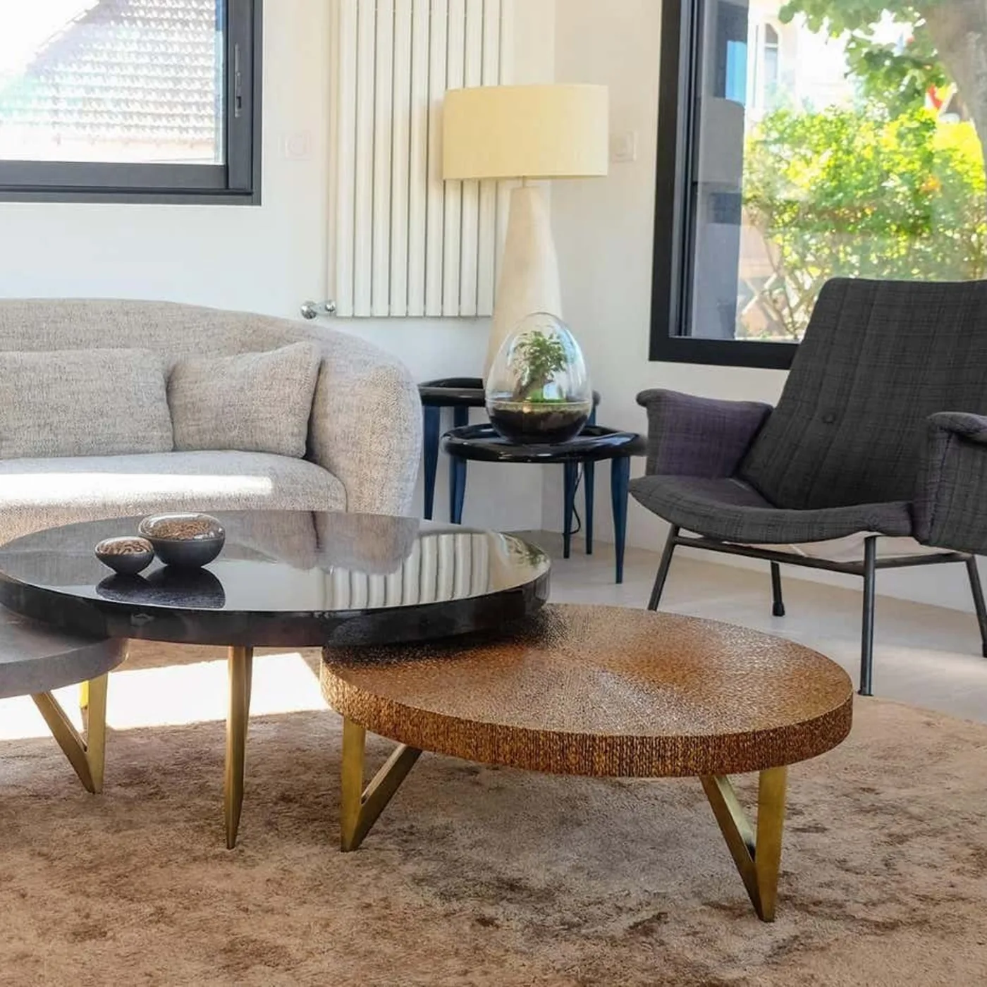 Grey Set of 3 Round Coffee Tables