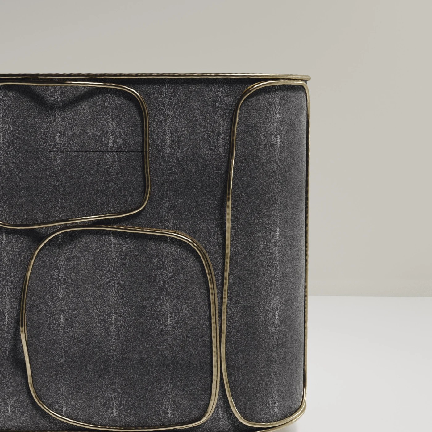 Grey Shagreen Buffet with Bronze Patina Brass