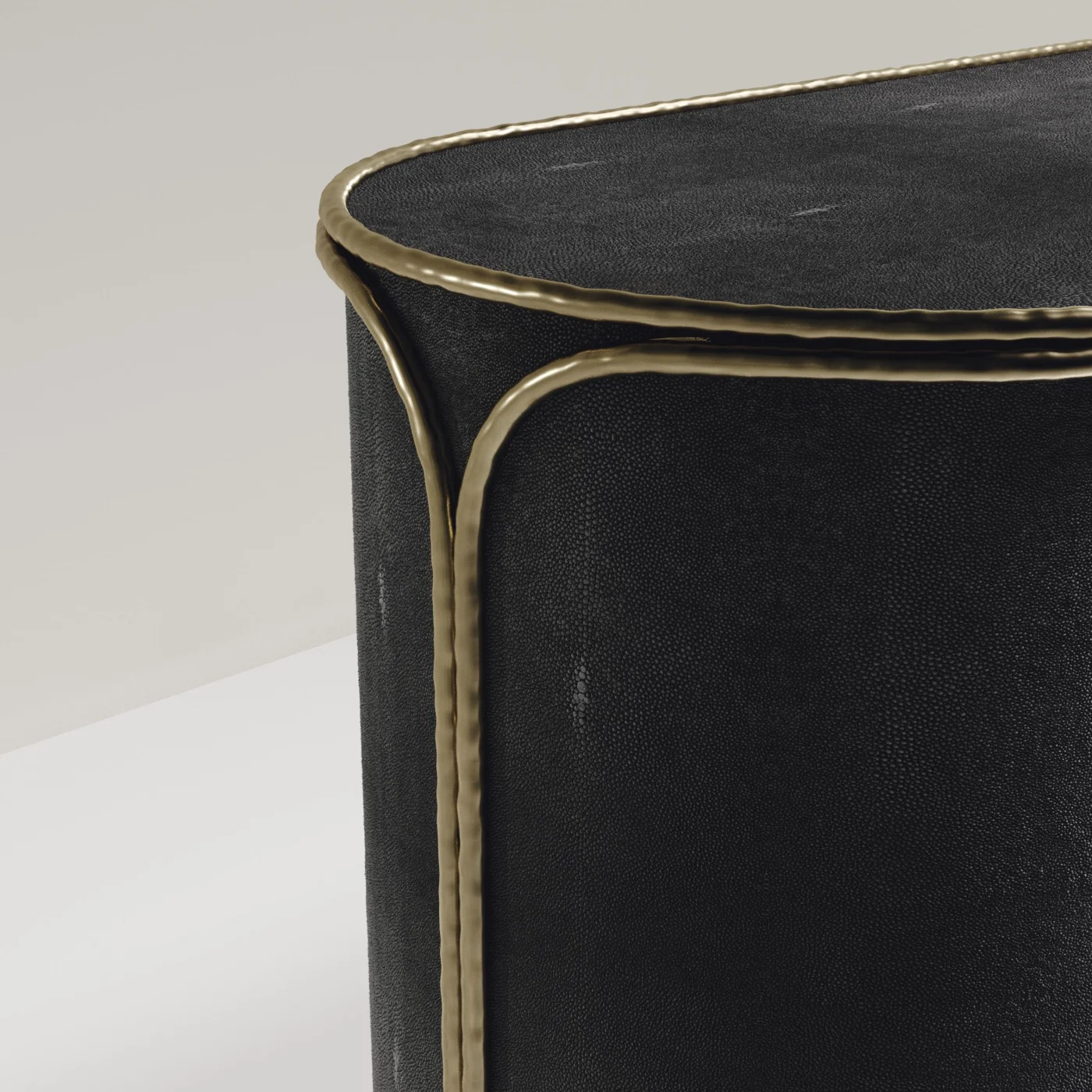 Grey Shagreen Buffet with Bronze Patina Brass