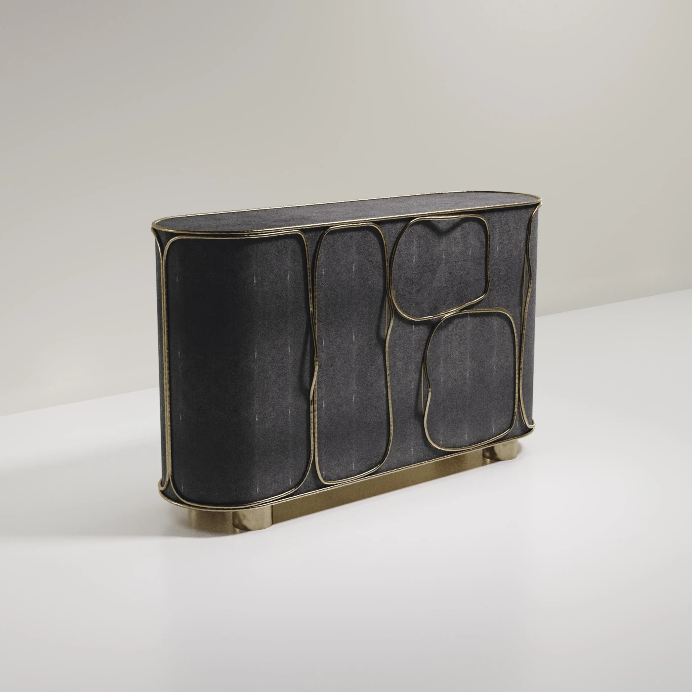 Grey Shagreen Buffet with Bronze Patina Brass