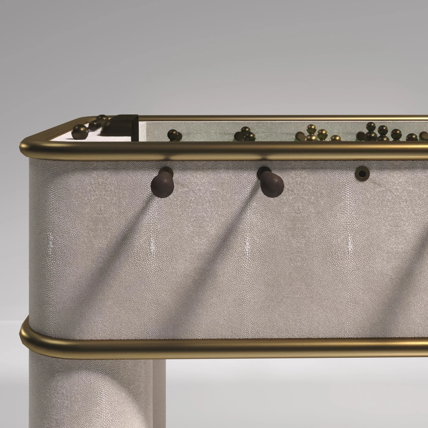 Grey Shagreen Foosball Table with Bronze-Patina Brass Accents