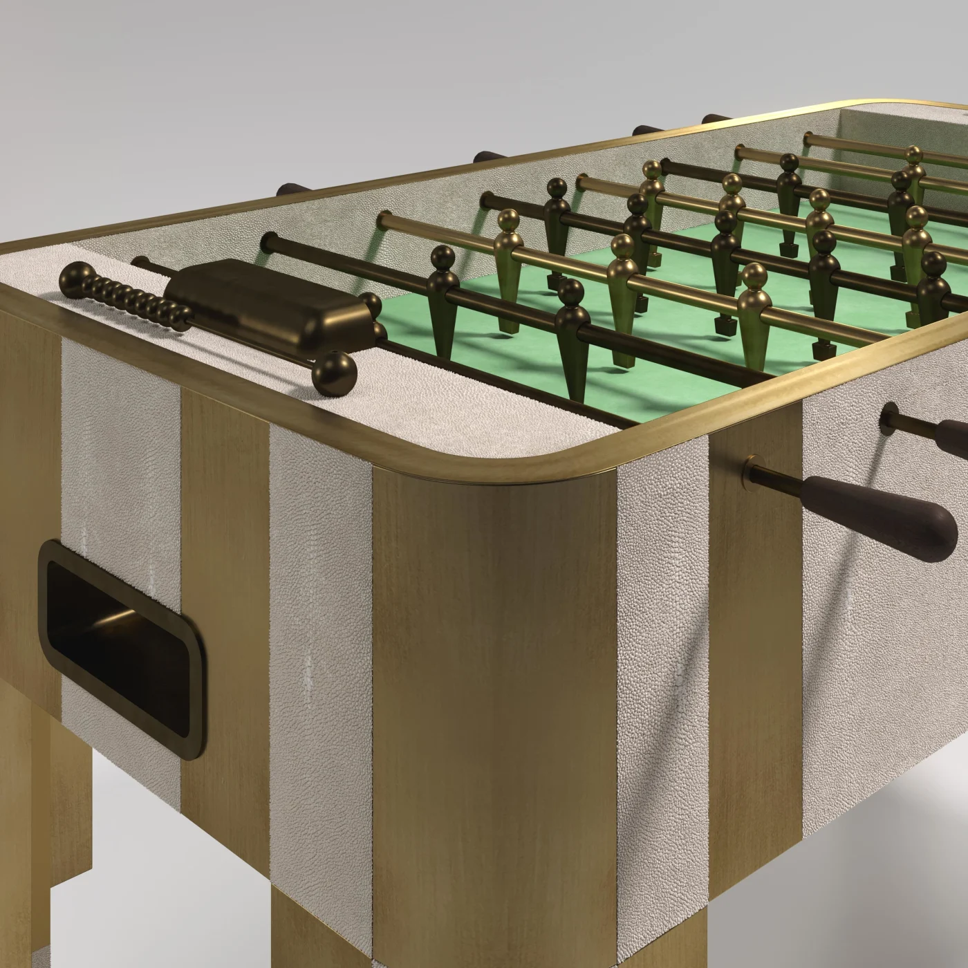 Grey Shagreen Stingray Foosball Table with Bronze Patina Brass Accents