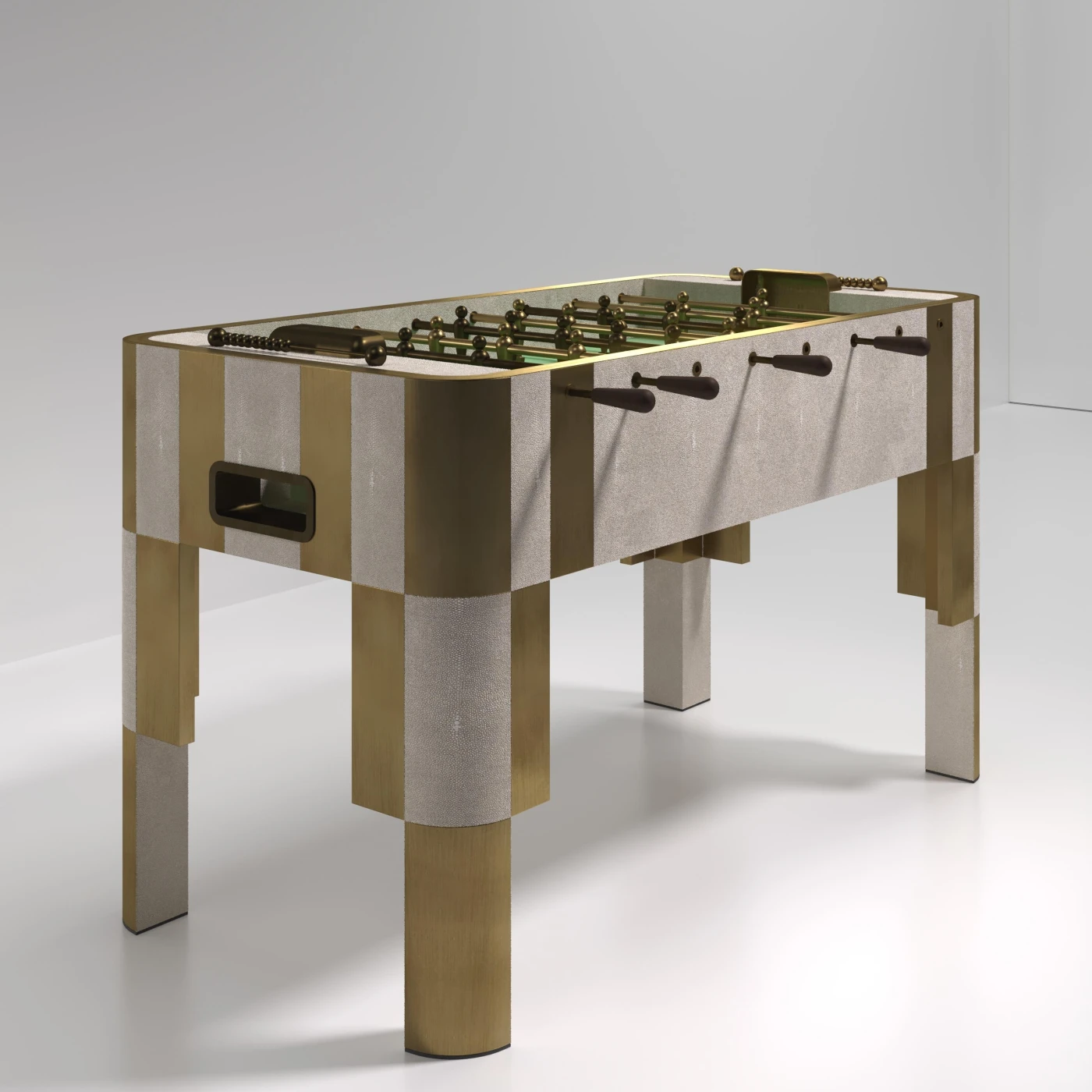 Grey Shagreen Stingray Foosball Table with Bronze Patina Brass Accents