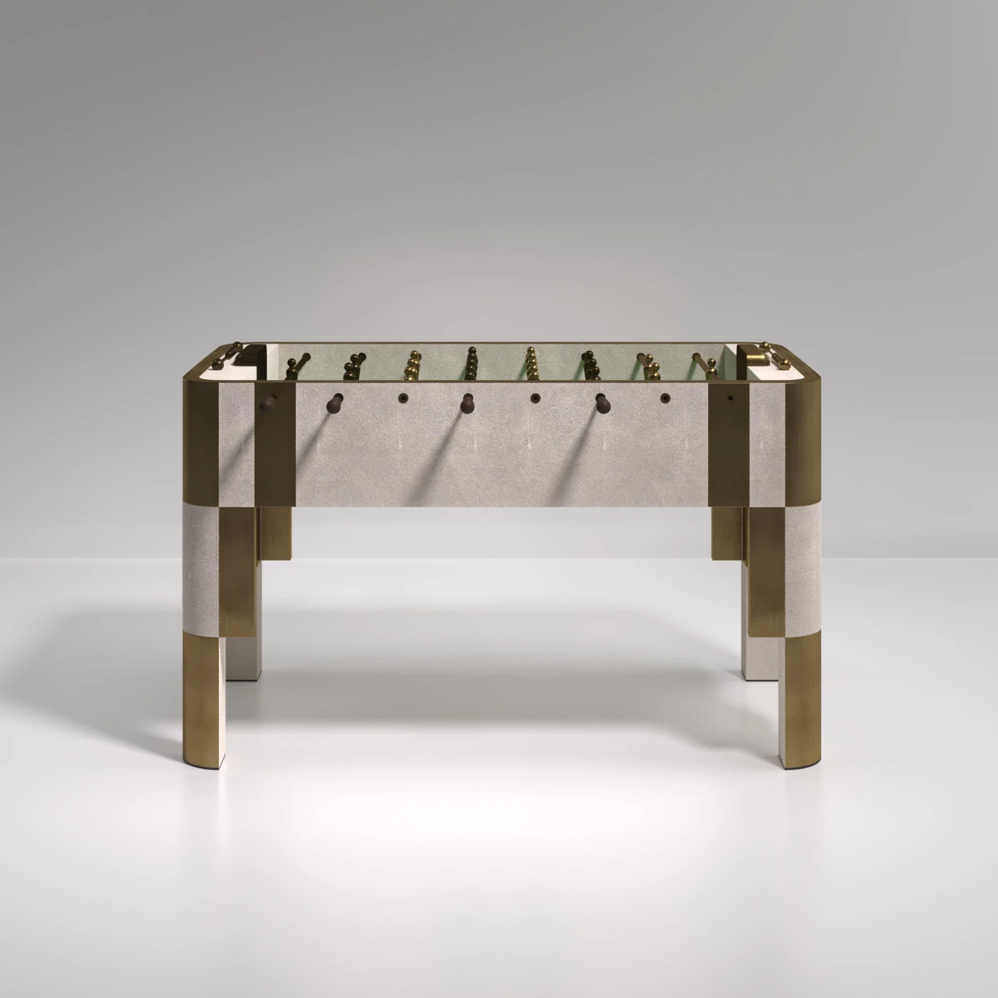 Grey Shagreen Stingray Foosball Table with Bronze Patina Brass Accents