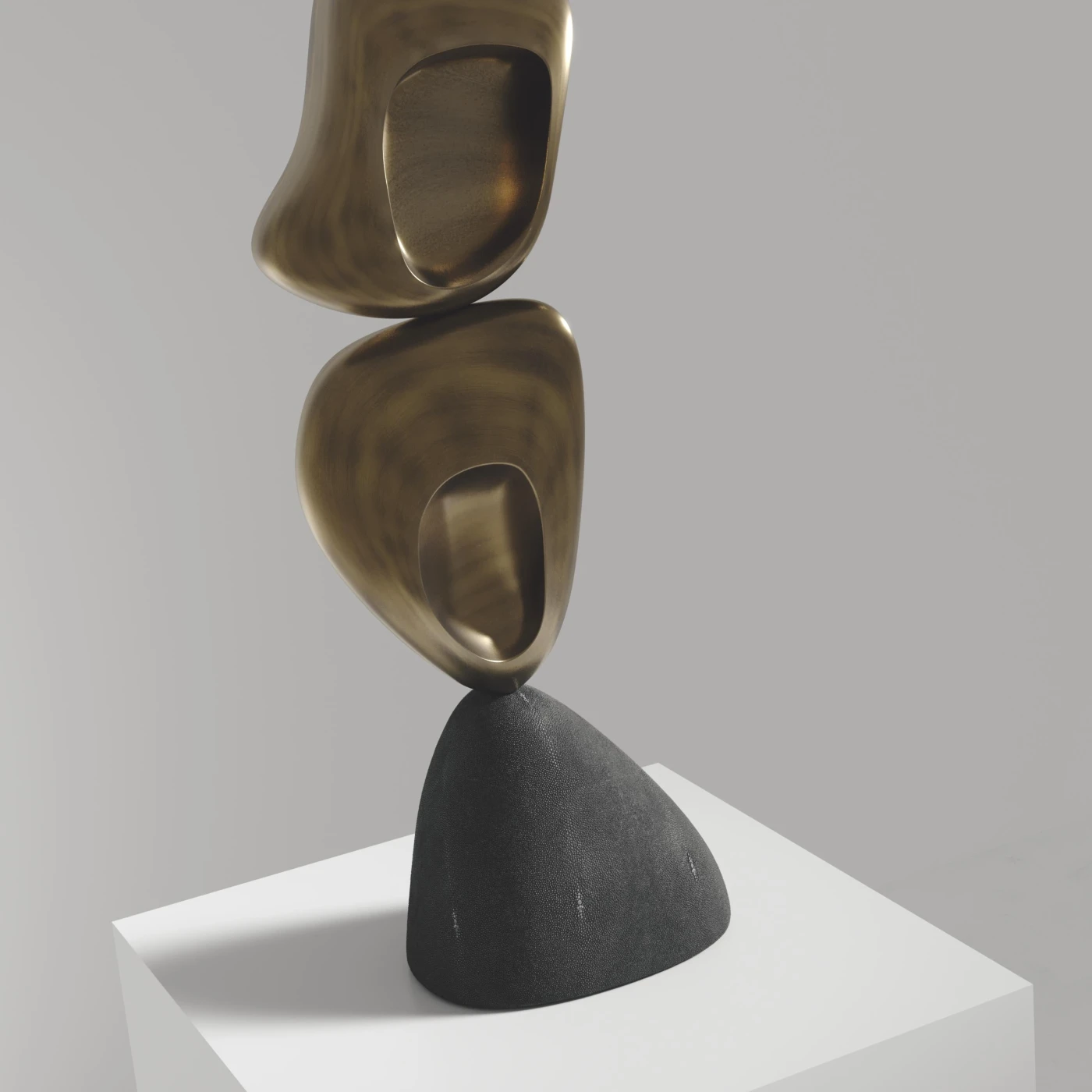 Grey Shagreen Table Lamp with Bronze Patina Brass Details