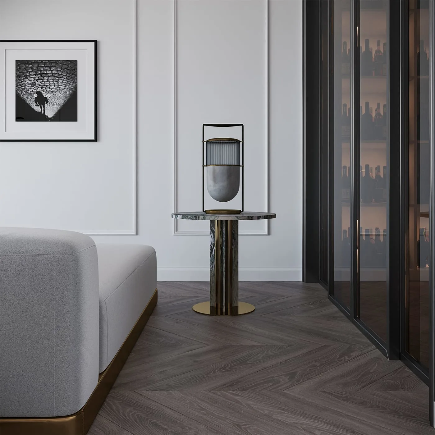 Haru Cipollino Verde Marble Side Table