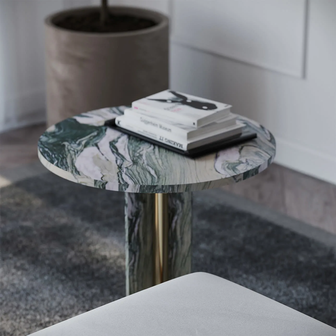Haru Cipollino Verde Marble Side Table