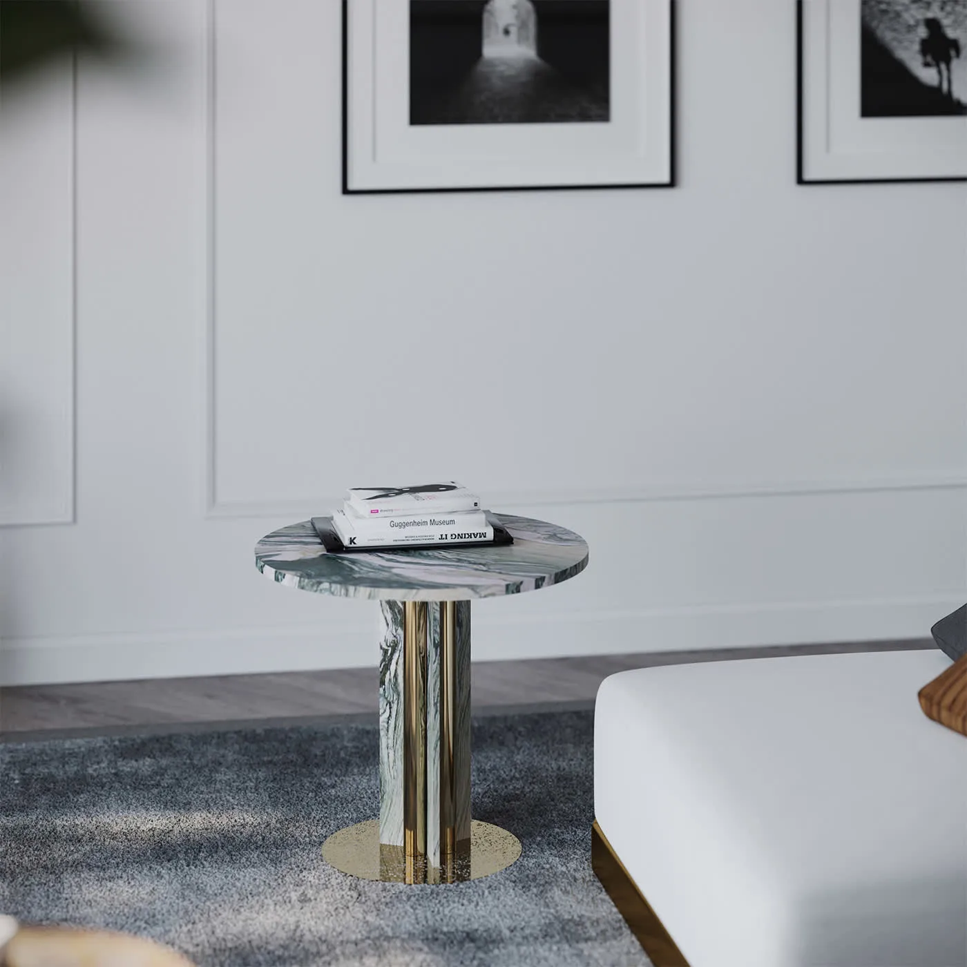 Haru Cipollino Verde Marble Side Table