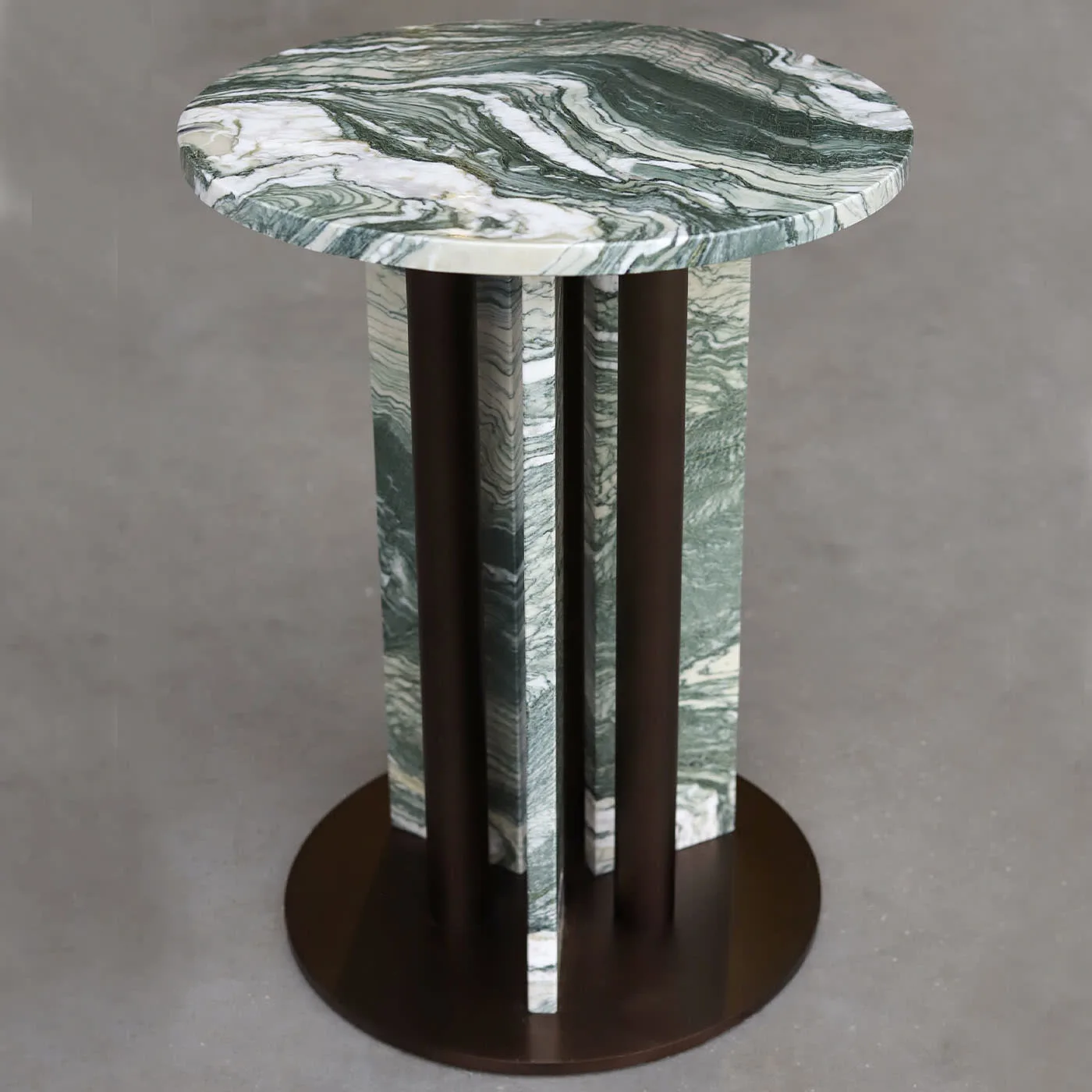 Haru Green Marble With Bronze Finish Metal Base Table