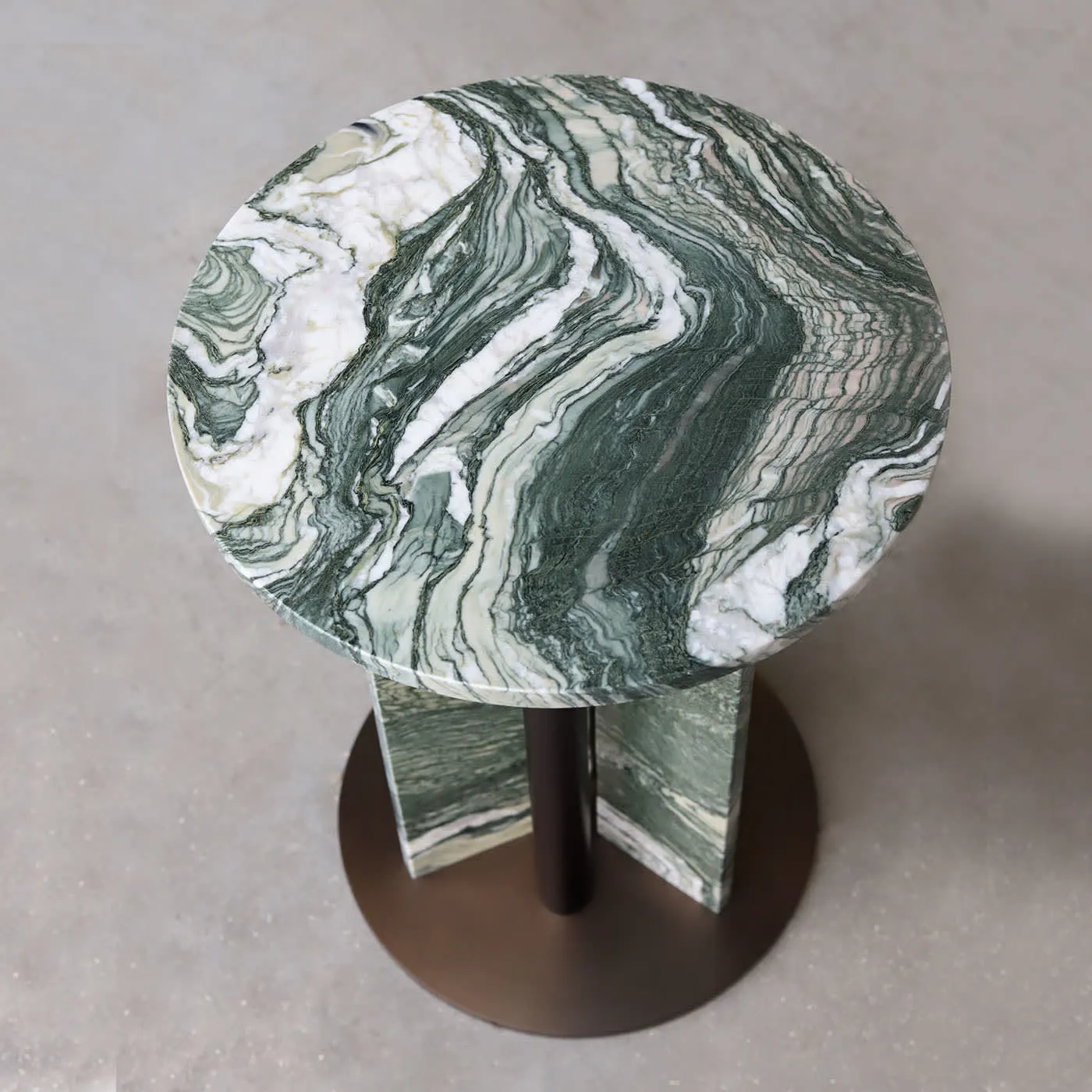 Haru Green Marble With Bronze Finish Metal Base Table