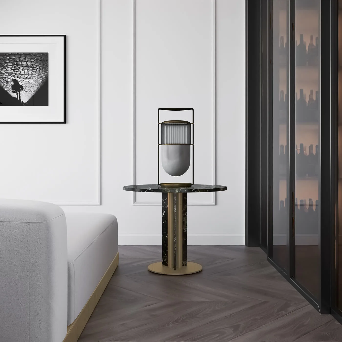 Haru Green Marble With Gold Finish Structure Table