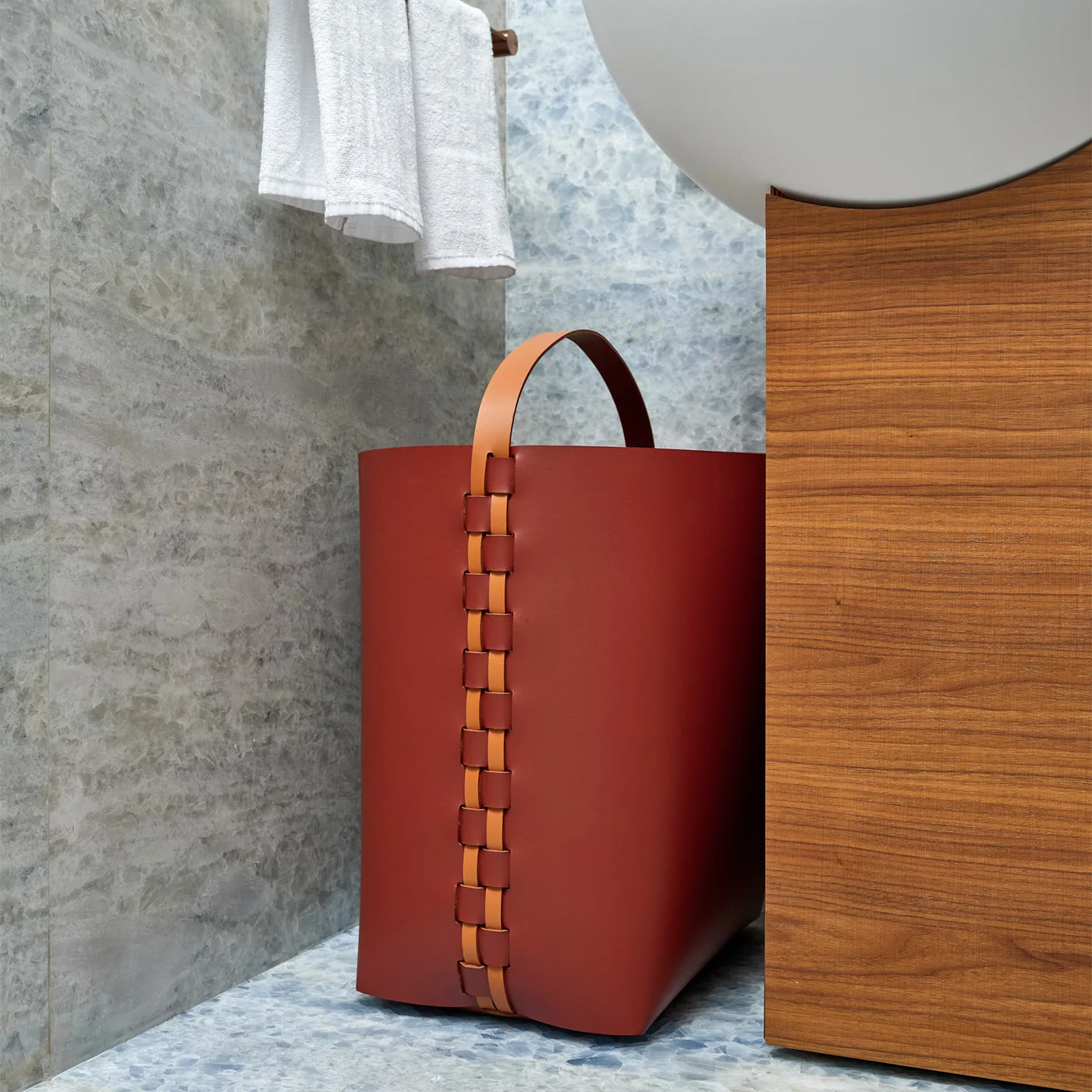 Helena Bordeaux & Cognac Leather Basket