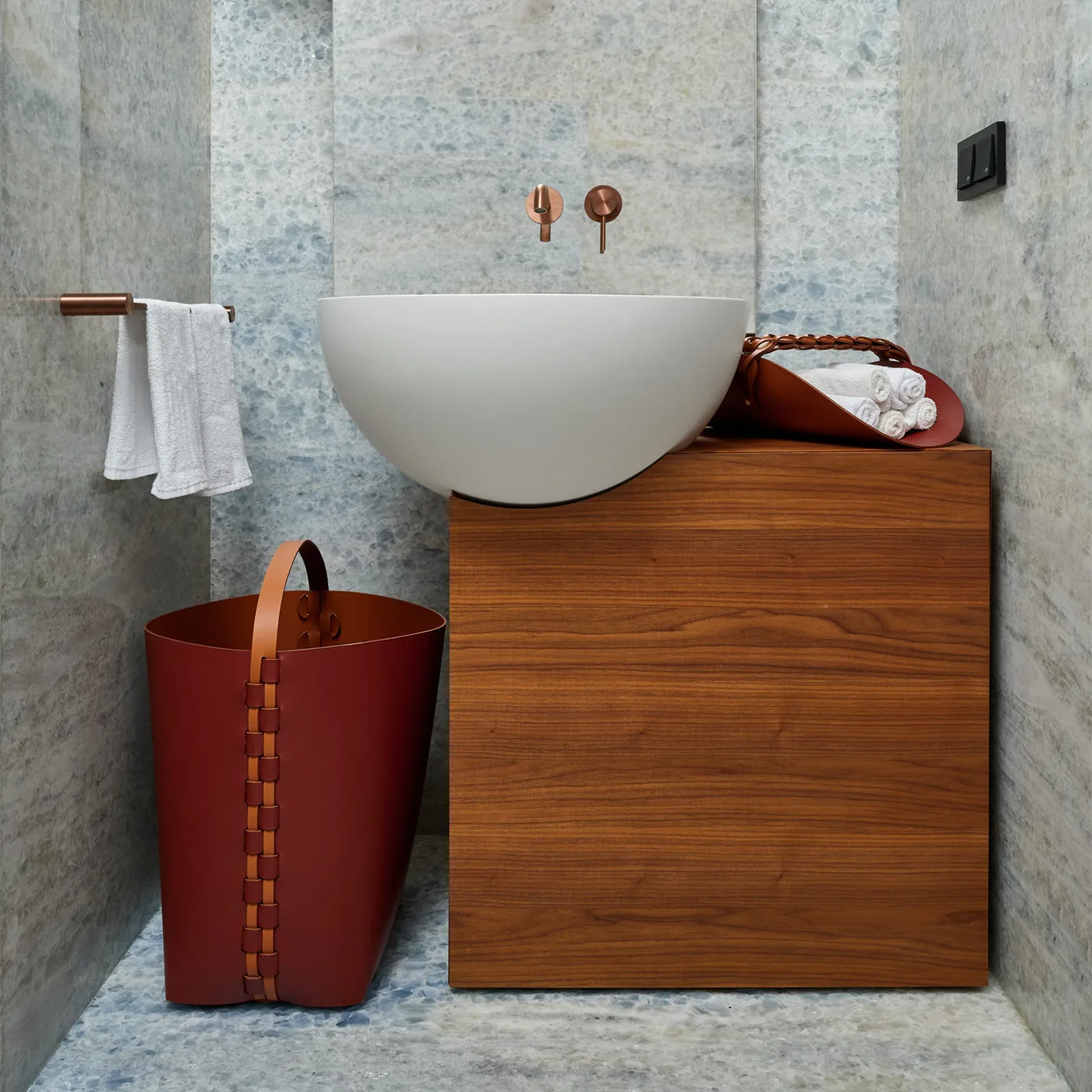 Helena Bordeaux & Cognac Leather Basket