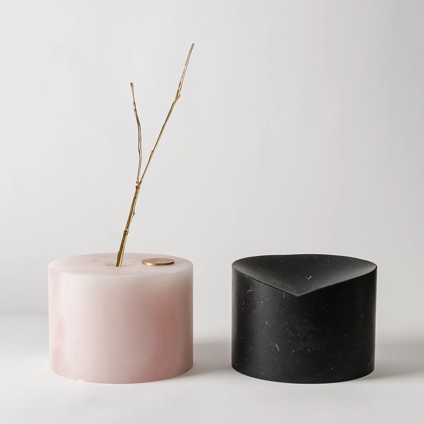 Here and Now Black Marquina & Pink Onyx Marble Vase