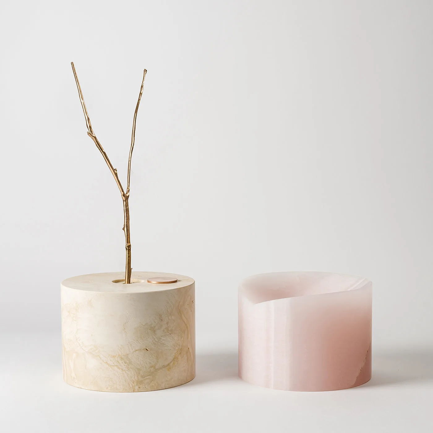 Here and Now Pink Onyx & Ostuni Travertine Vase