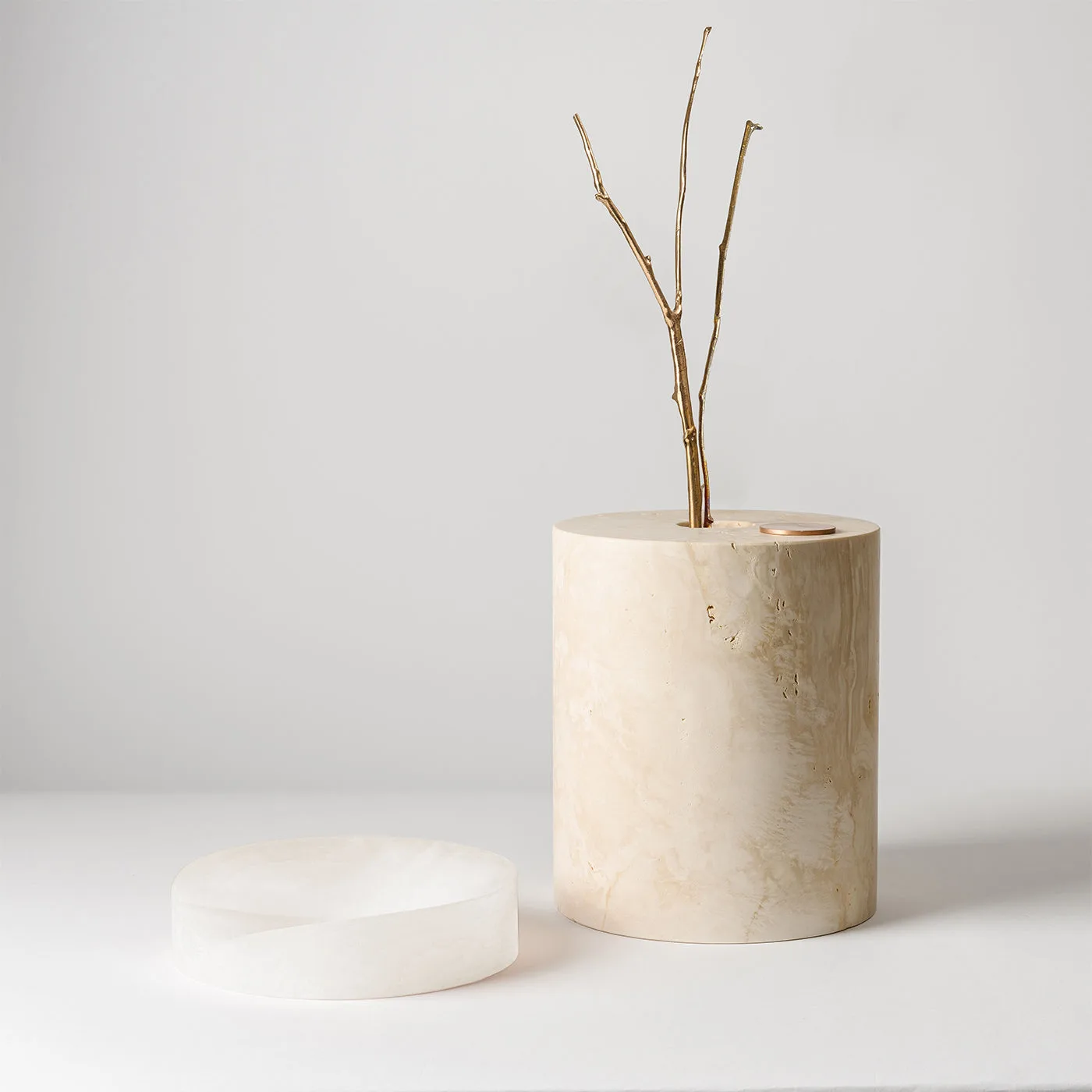 Here and Now White Onyx & Ostuni Travertine Marble Vase B