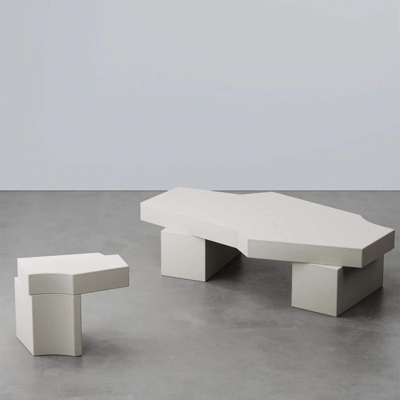 Hiri White Leather Coffee Table