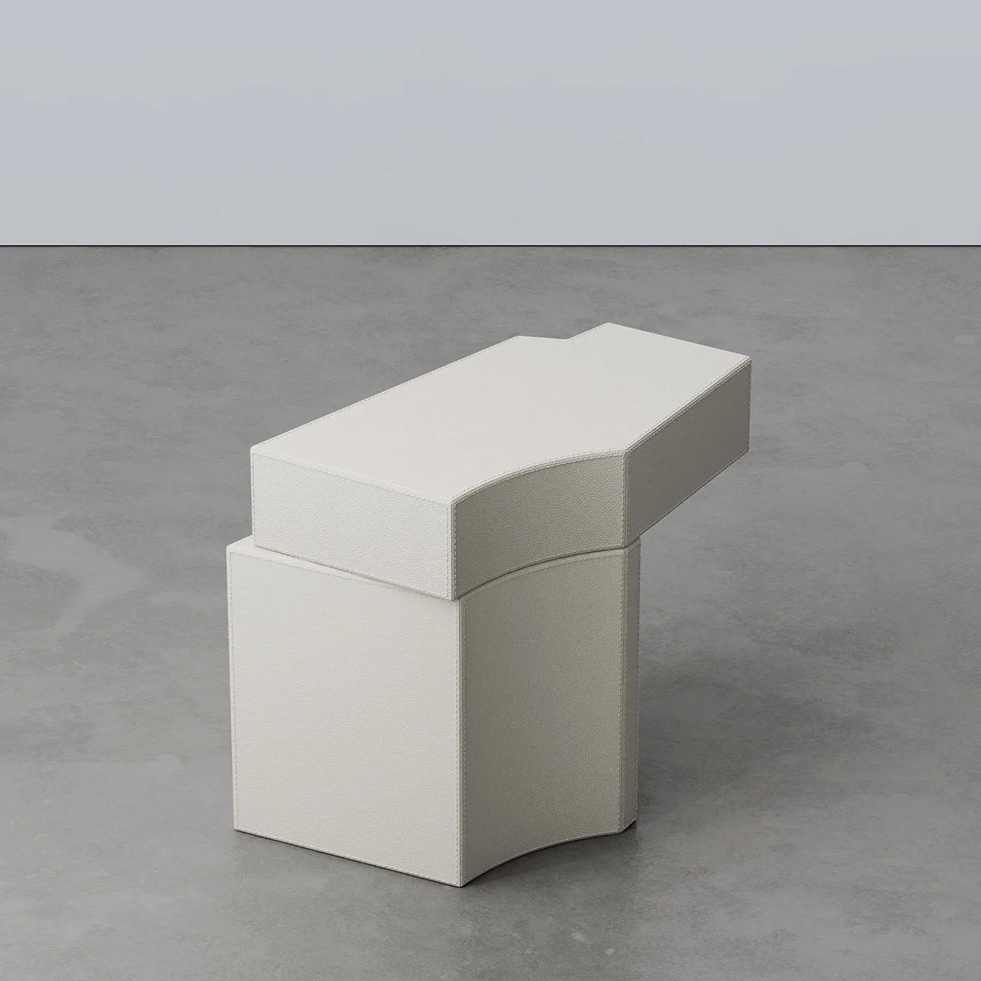 Hiri White Leather Side Table