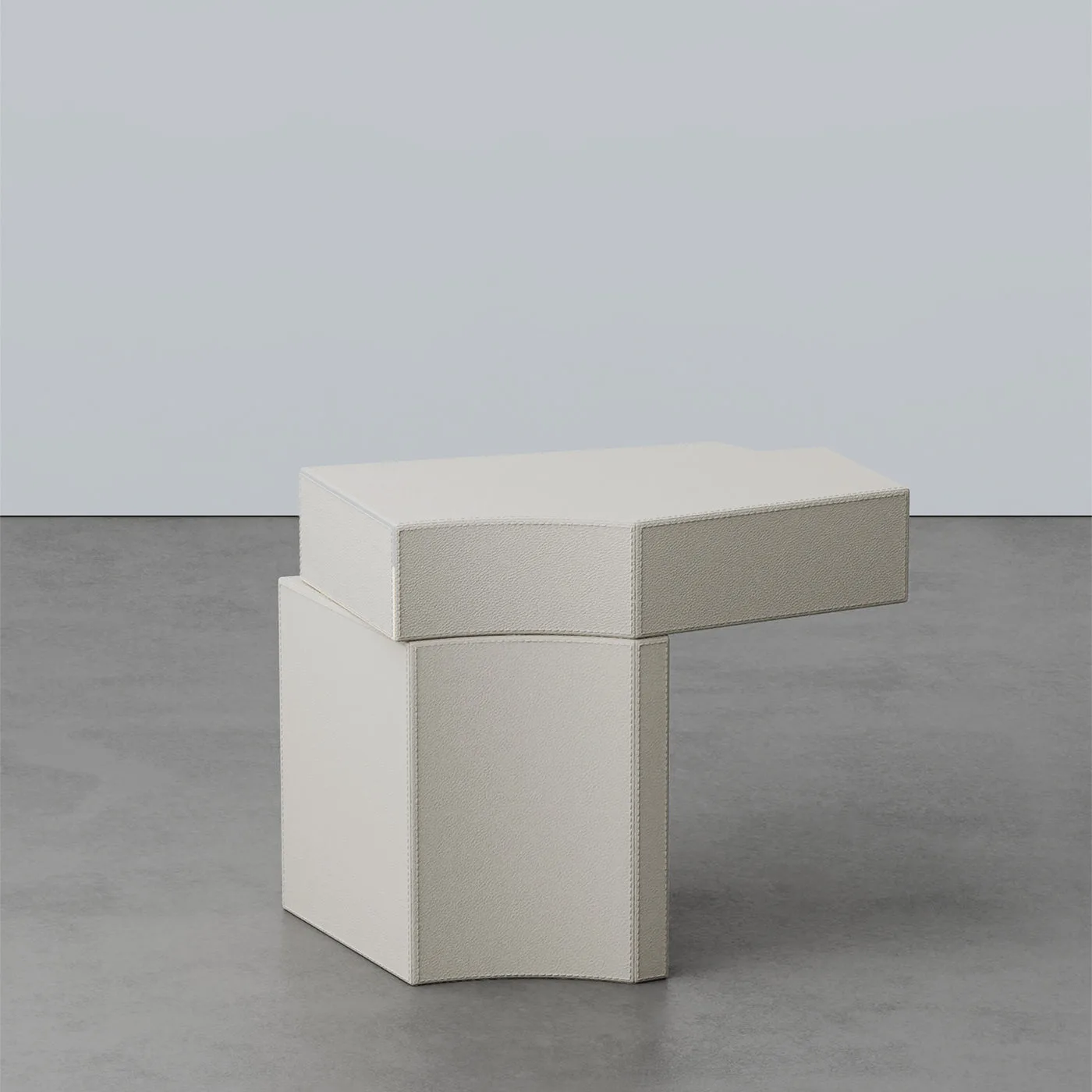 Hiri White Leather Side Table