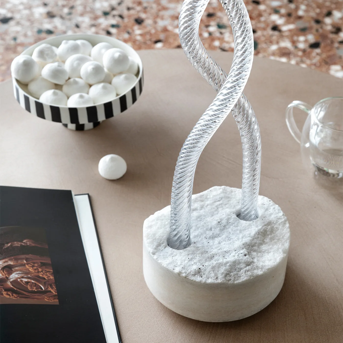 Hug of Artisans Clear Murano Glass Candlestick