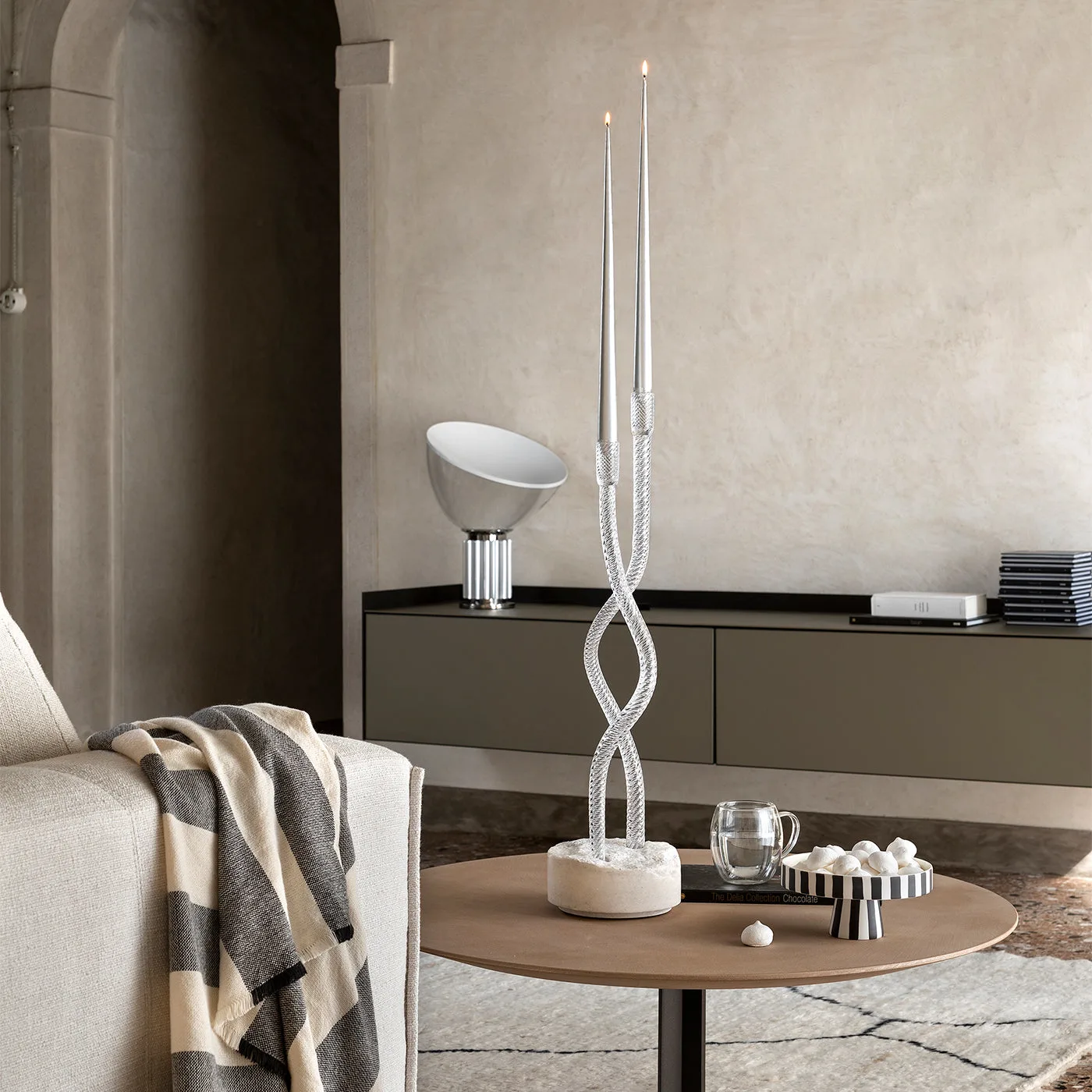 Hug of Artisans Clear Murano Glass Candlestick