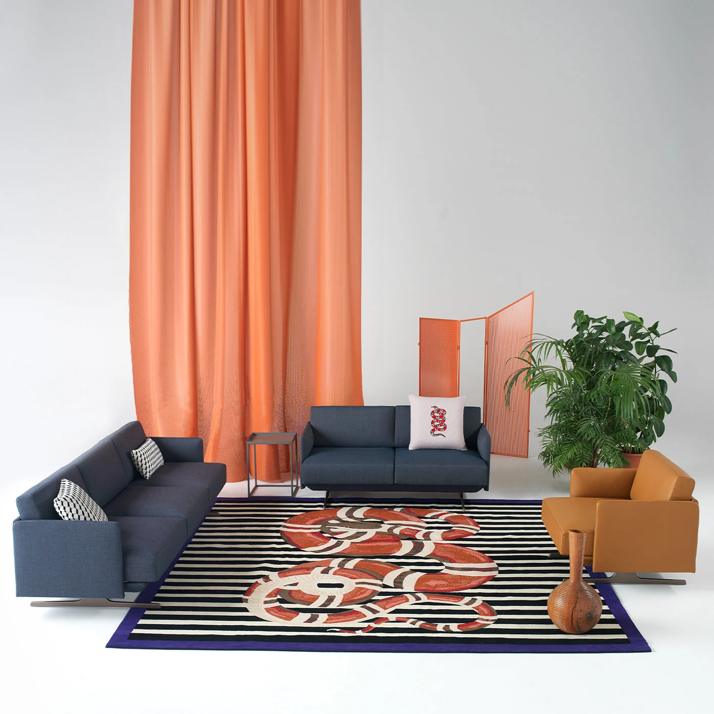 Hugo 3 Seater Dark Blue Sofa