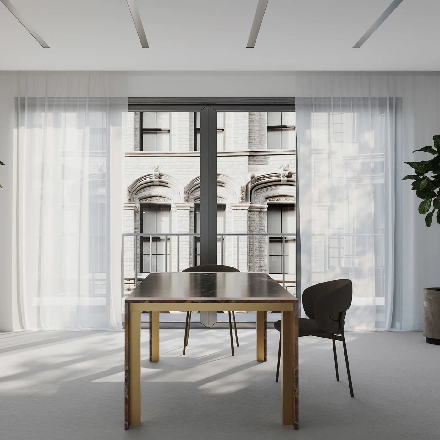 Ilan Sahara Brown Marble Dining Table