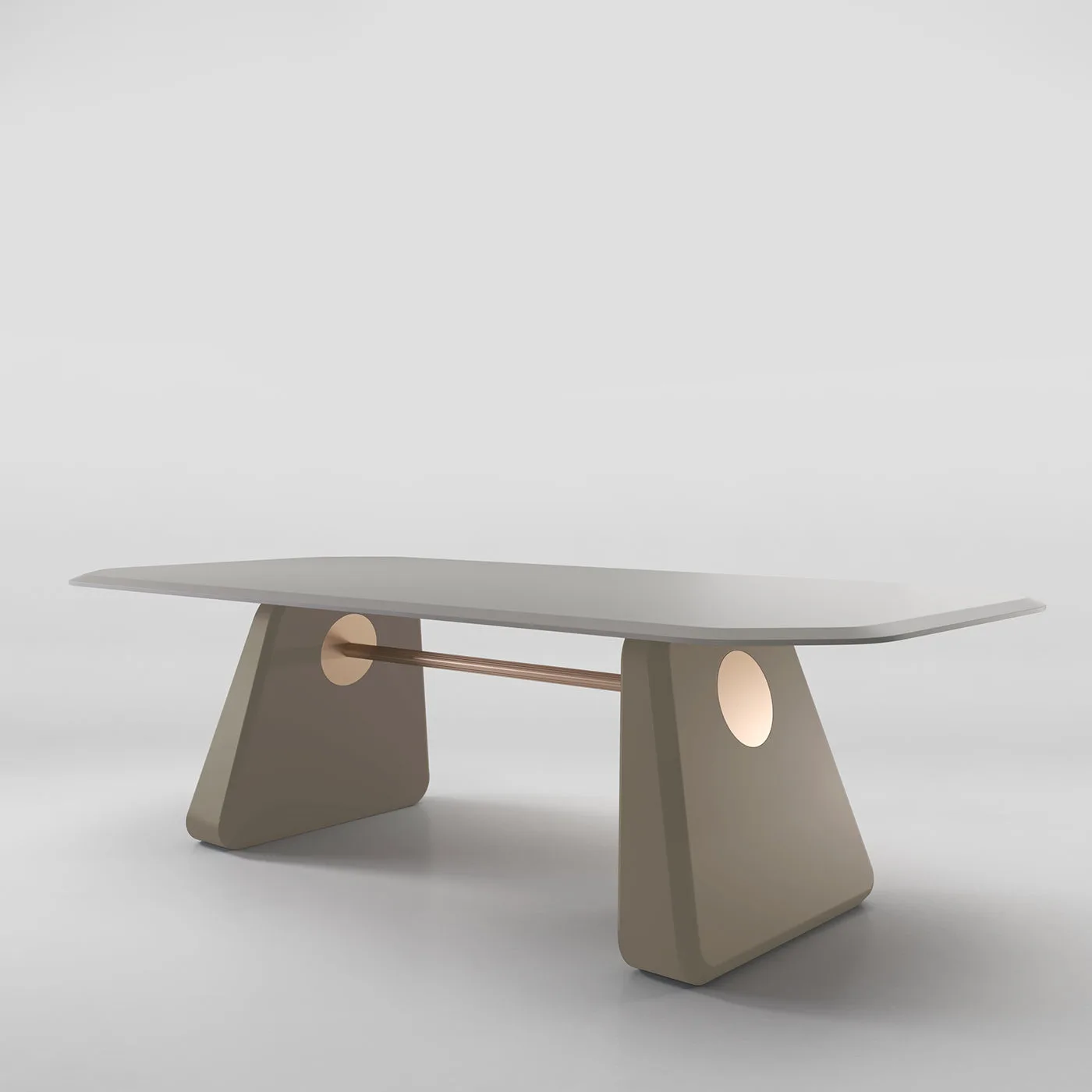 Inge Glossy Moor Oak Wood And Satin Bras Dining Table