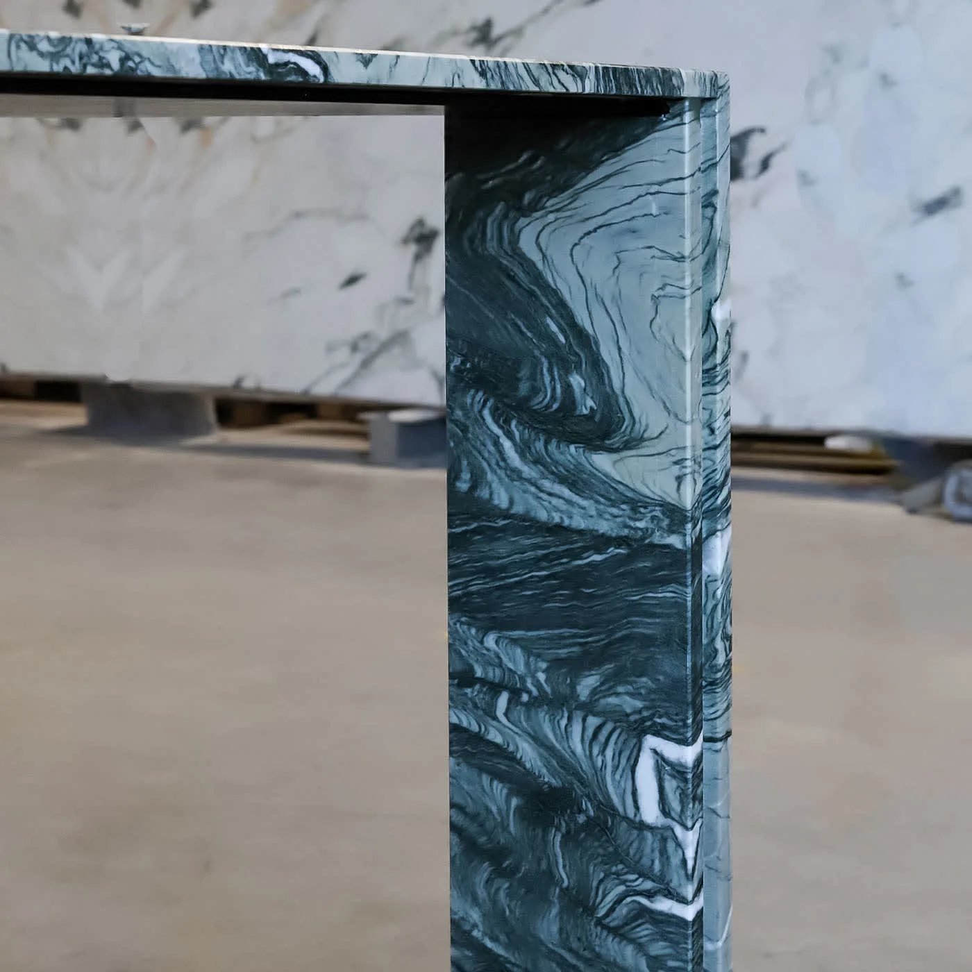 Innis Green Marble With Metal Insert Console
