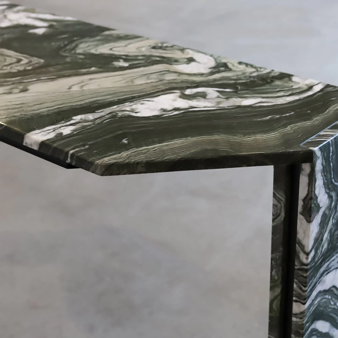 Innis Green Marble With Metal Insert Console