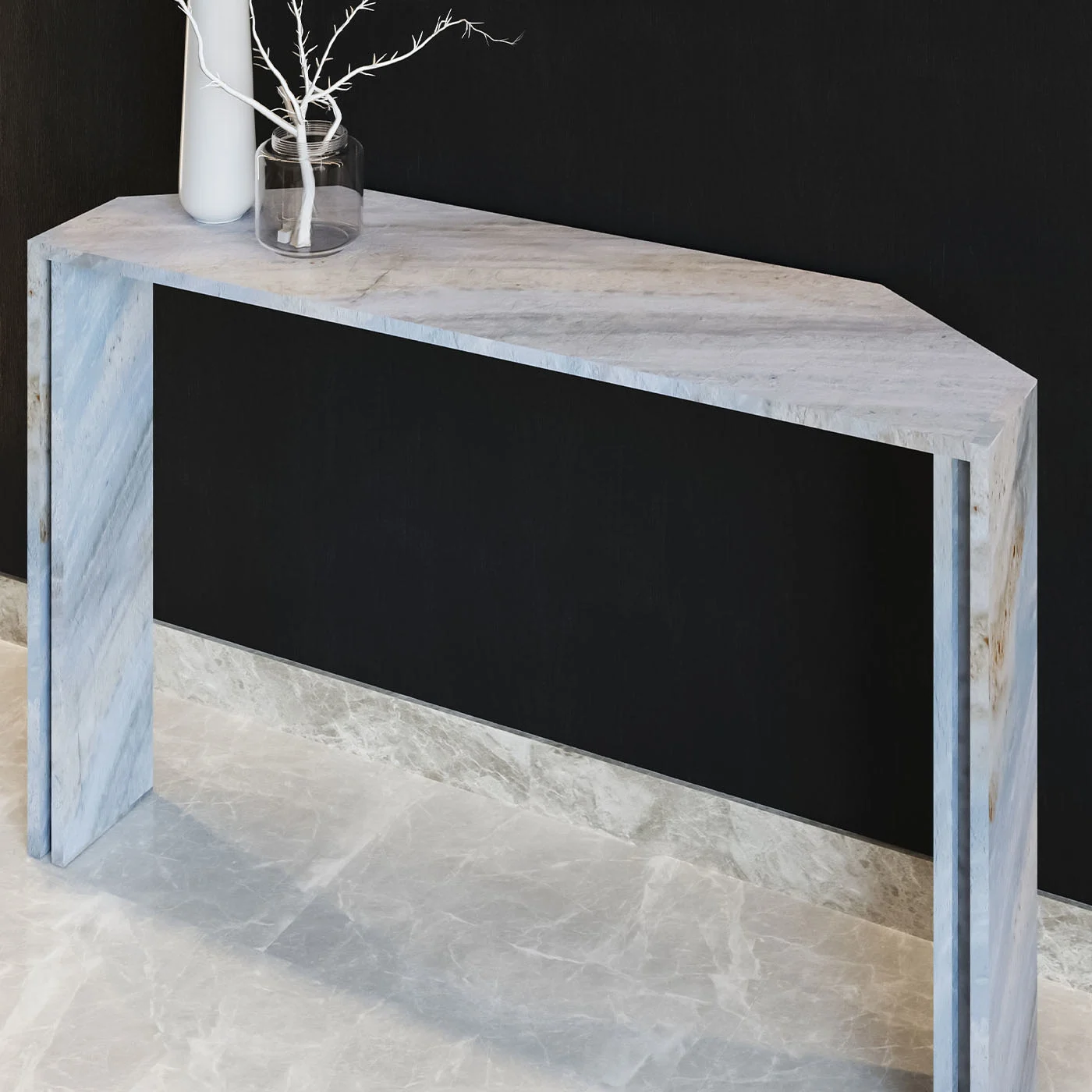 Innis Light Blue Marble With Metal Insert Console