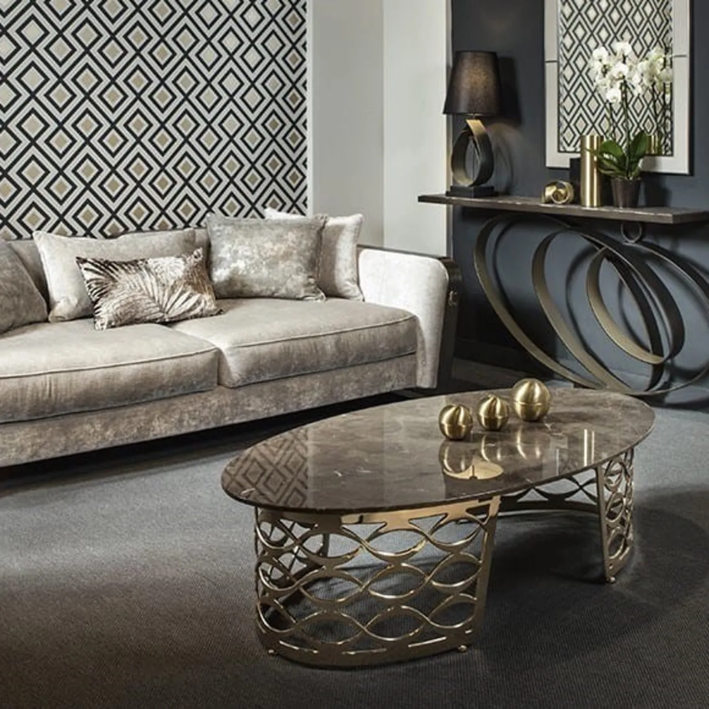 Isidoro Oval Marble Coffee Table For Living Room