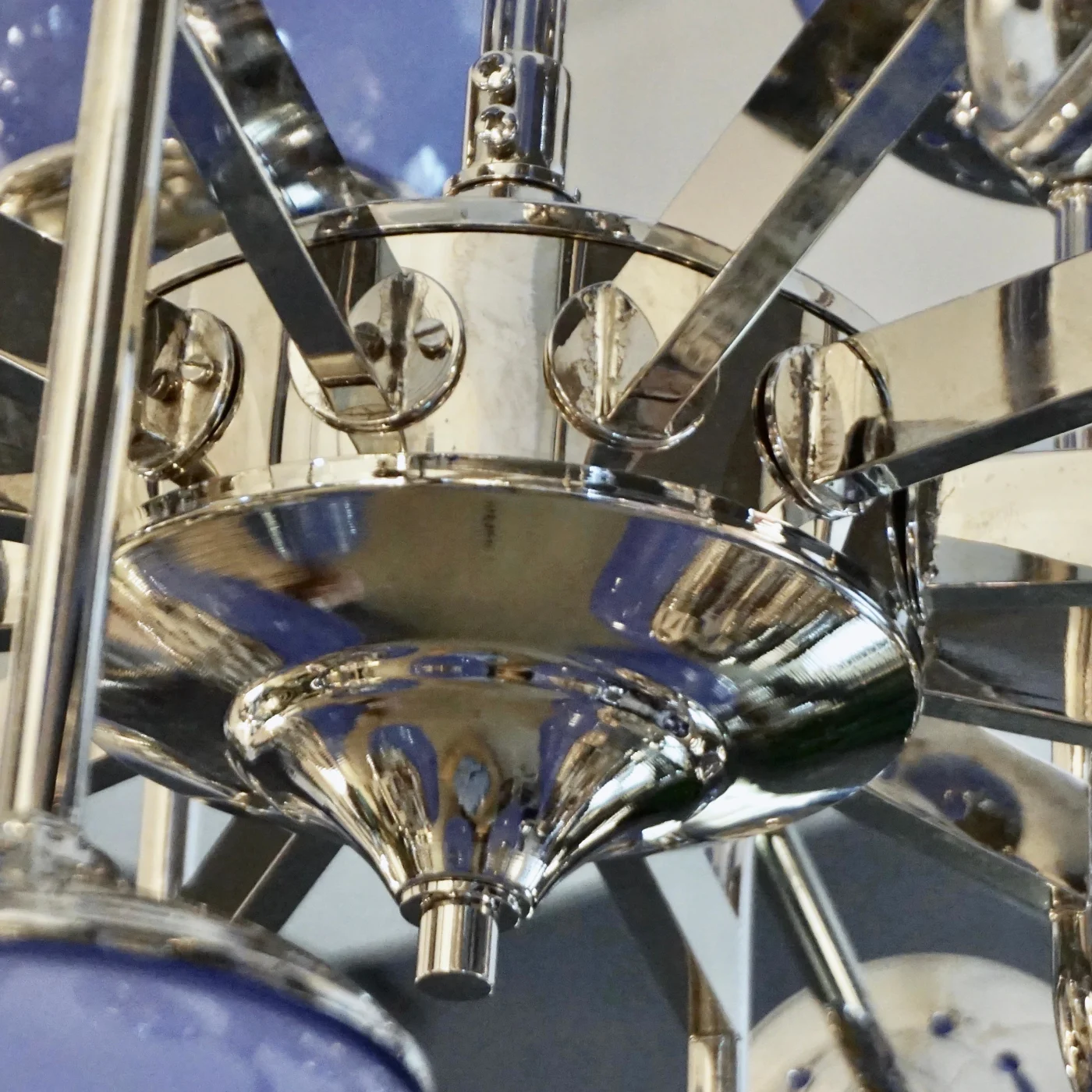 24 Light Lavender Periwinkle Murano Glass Modern Nickel Chandelier