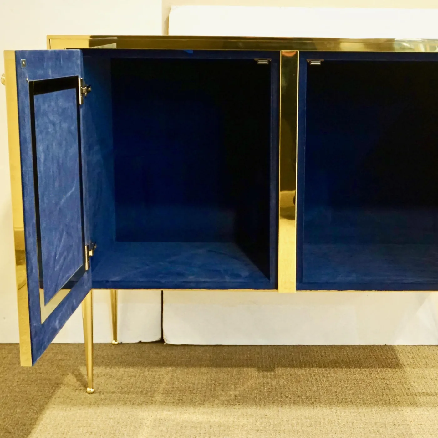 2 Door Brass Cabinet with Blue, Green & Purple Agate