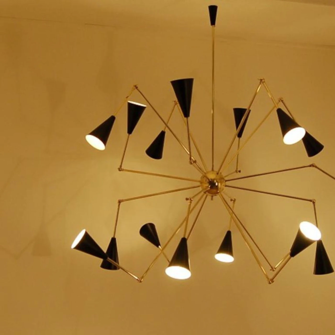 Italian Modern Brass & Enamel Chandelier