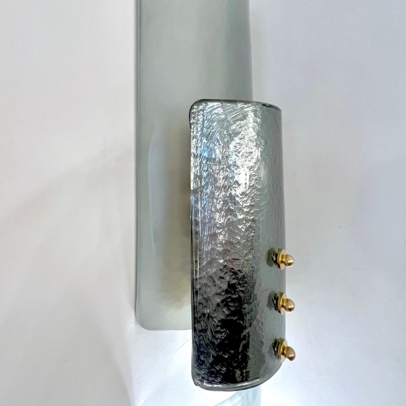 Curved Aqua Silver Blue Texture Murano Glass Graphic Sconces