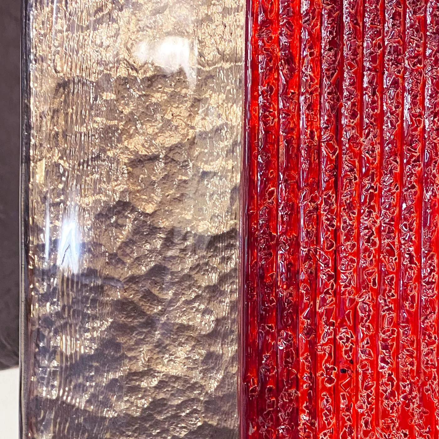 Red Silver Smoked Bronze Crystal Murano Glass Sculpture Chandelier Flush