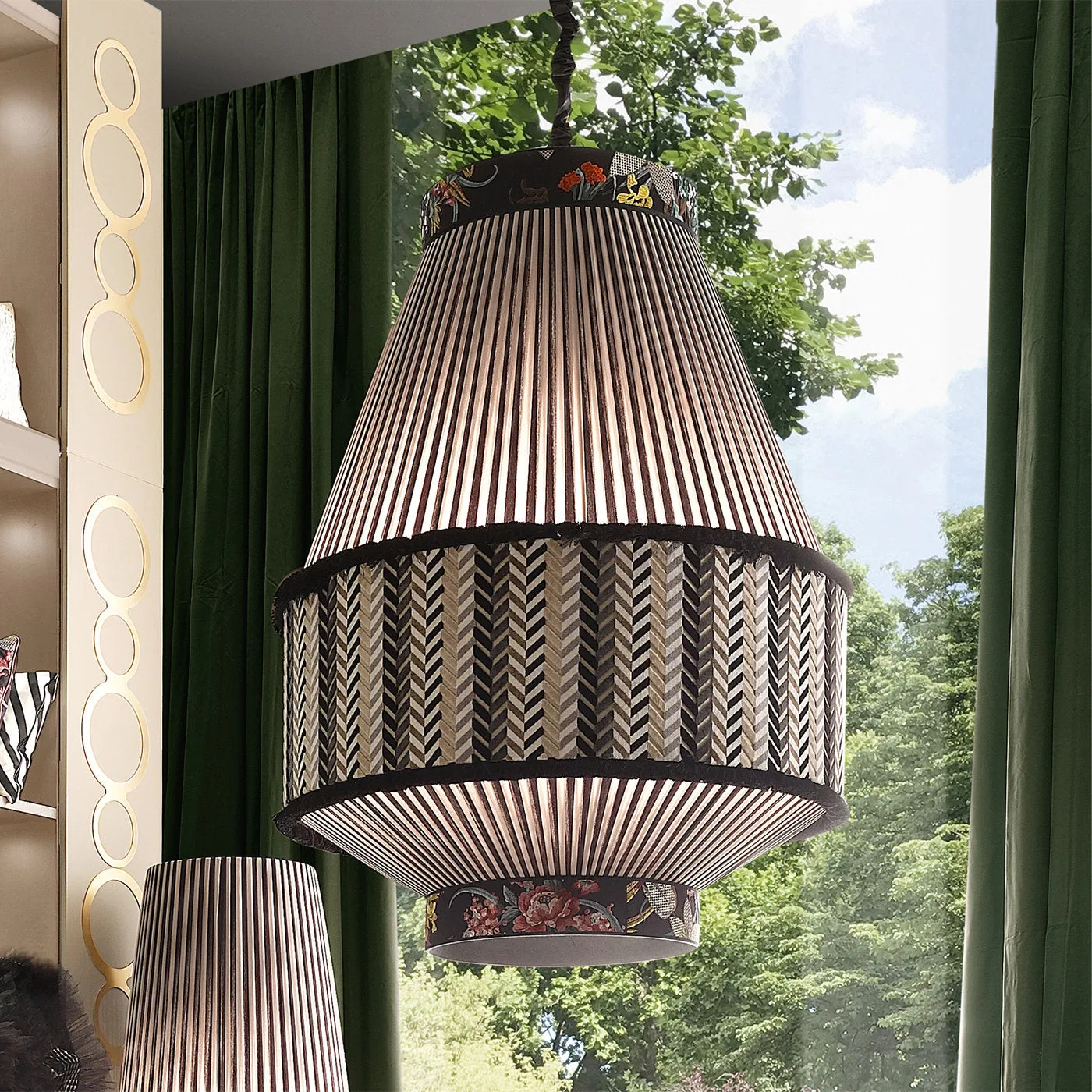 JL 115 Chevron-Print Pendant Light