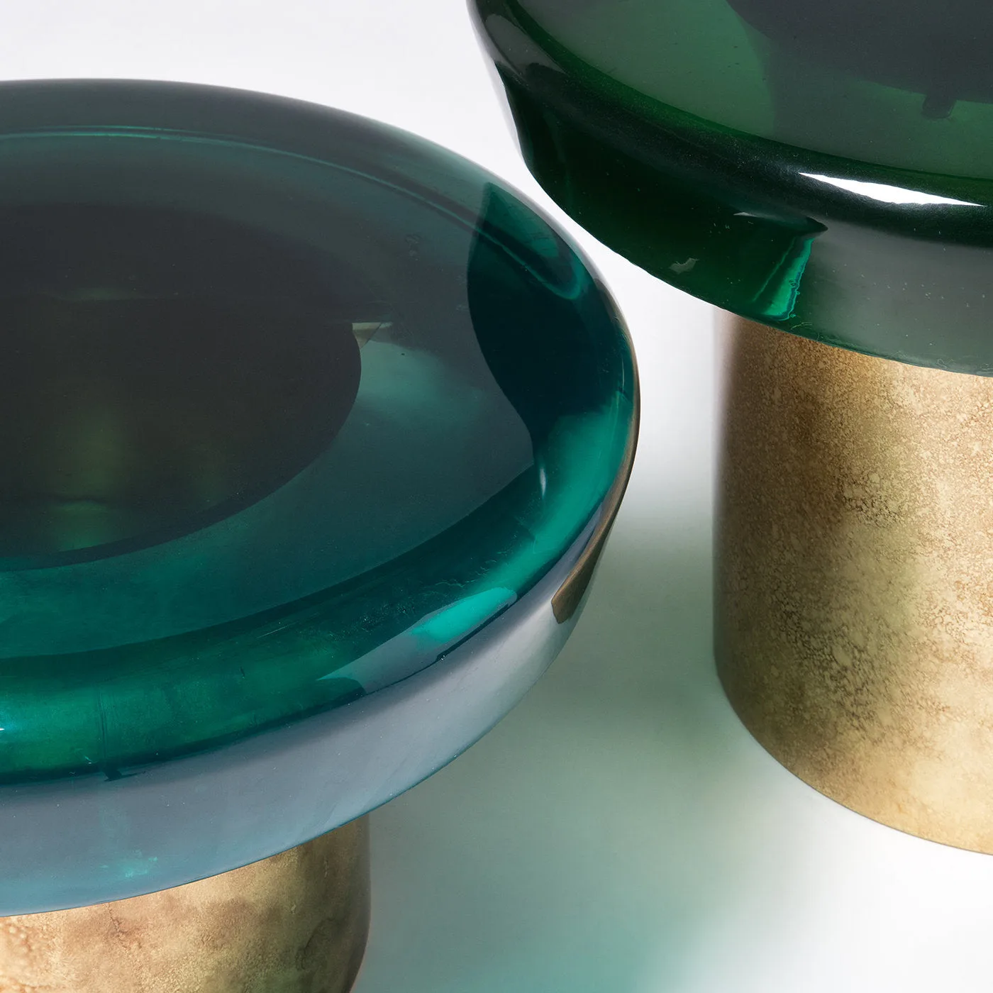 Jade High Emerald Resin & Brass Coffee Table