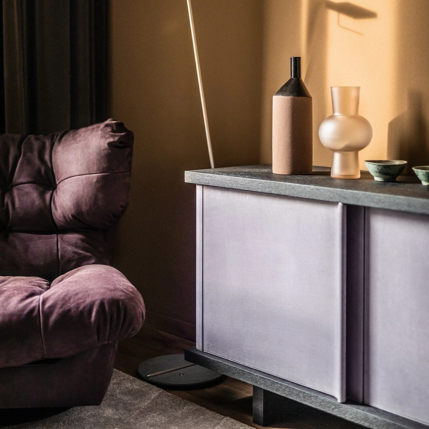 Joni Wood & Leather Sideboard By Christophe Delcourt