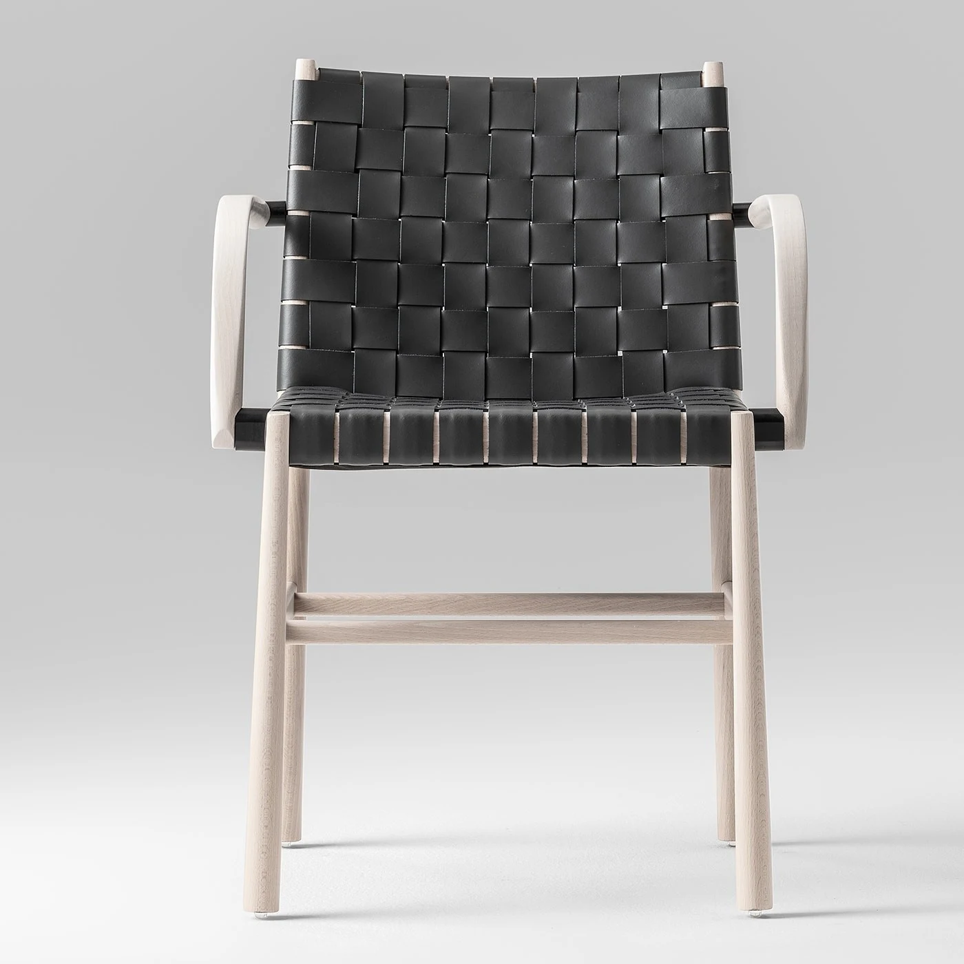 Julie White And Black Chair With Armrests By Emilio Nanni
