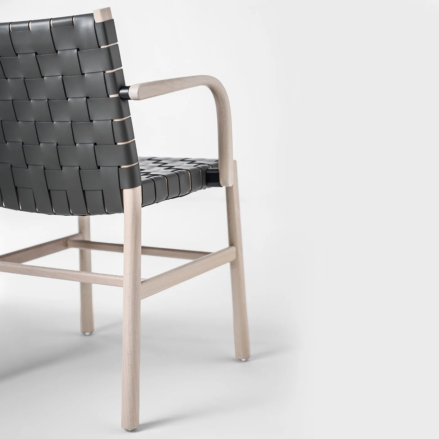 Julie White And Black Chair With Armrests By Emilio Nanni