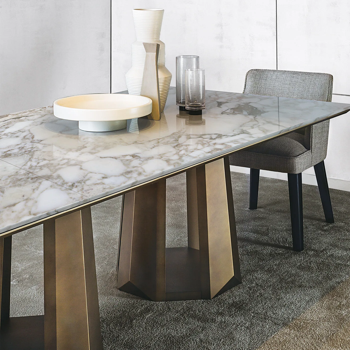 Kandinsky Gold Calacatta Marble Dining Table by Massimiliano Raggi