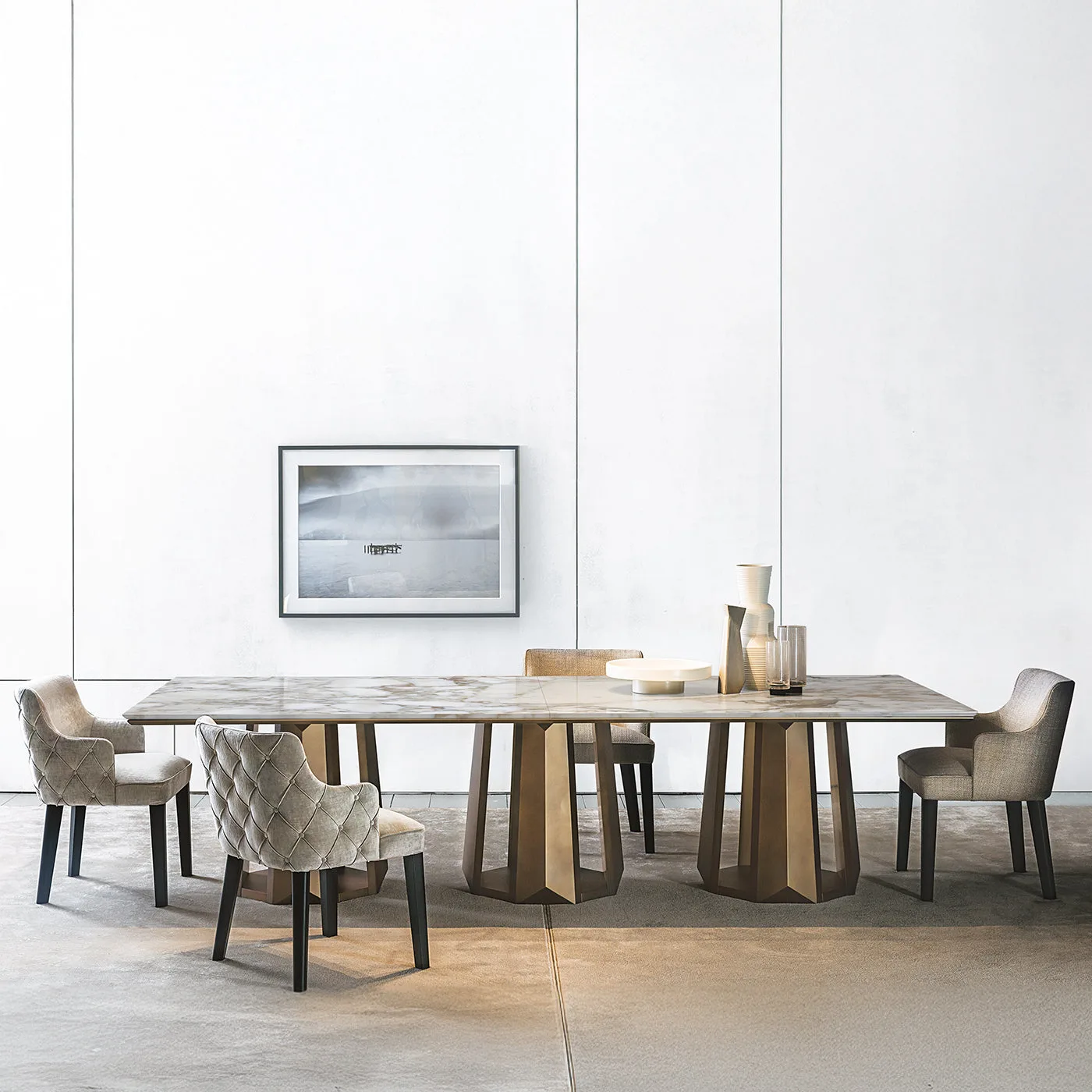 Kandinsky Gold Calacatta Marble Dining Table by Massimiliano Raggi
