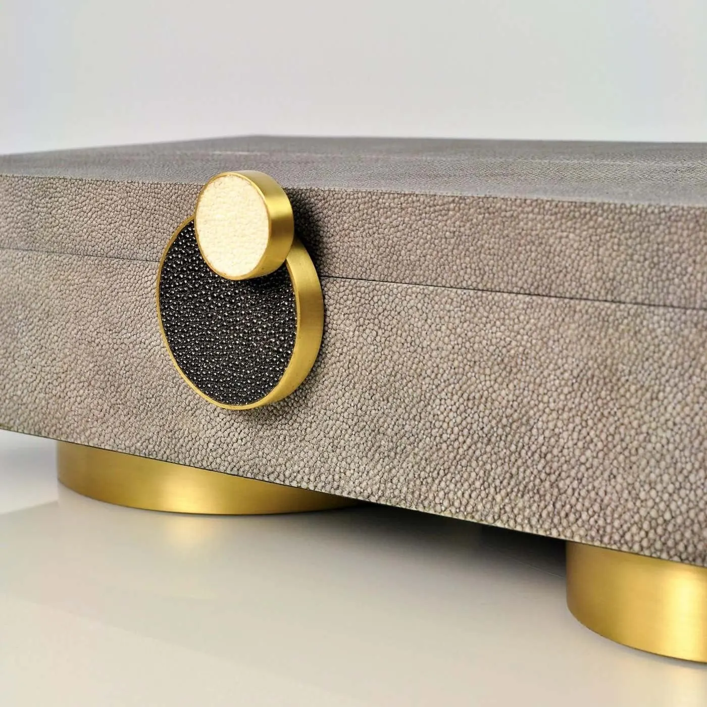 Large Brass & Shagreen Box Circle