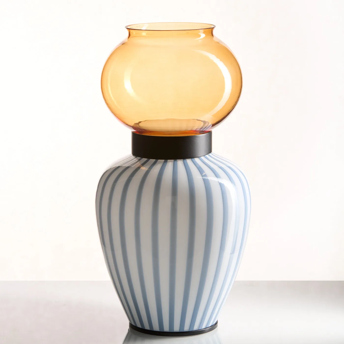 Layla Light Blue Striped Table Lamp by Serena Confalonieri